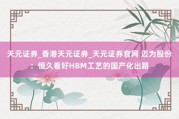 天元证券_香港天元证券_天元证券官网 迈为股份：恒久看好HBM工艺的国产化出路