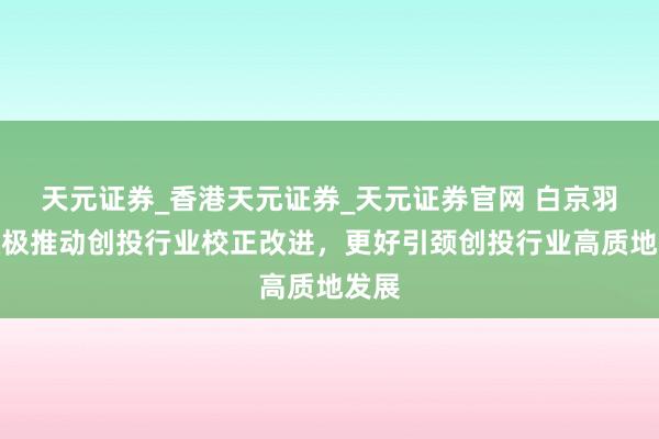 天元证券_香港天元证券_天元证券官网 白京羽:积极推动创投行业校正改进,更好引颈创投行业高质地发展